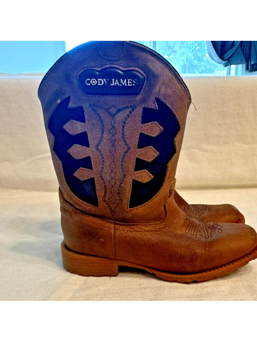 Cody James Kids Cowboy Boots Brown Leather Square Toe Size 13D
